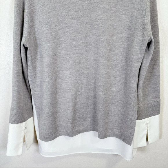 Club Monaco Mixed Media V Neck Sweater In Grey White Color - Picture 14 of 15